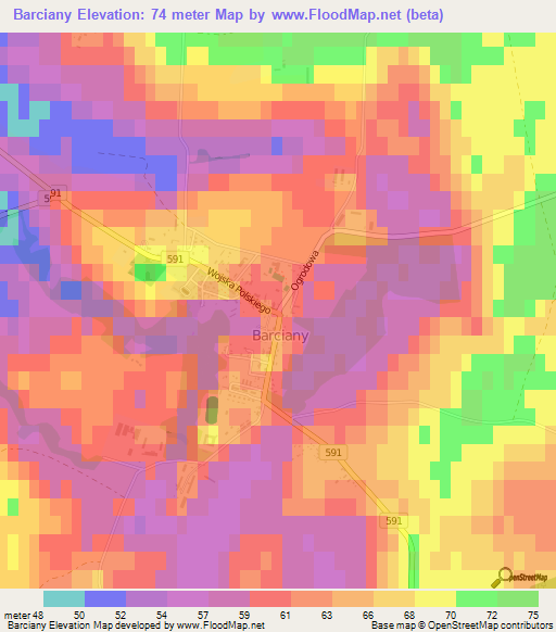 Barciany,Poland Elevation Map
