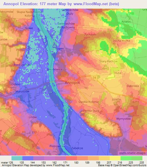 Annopol,Poland Elevation Map