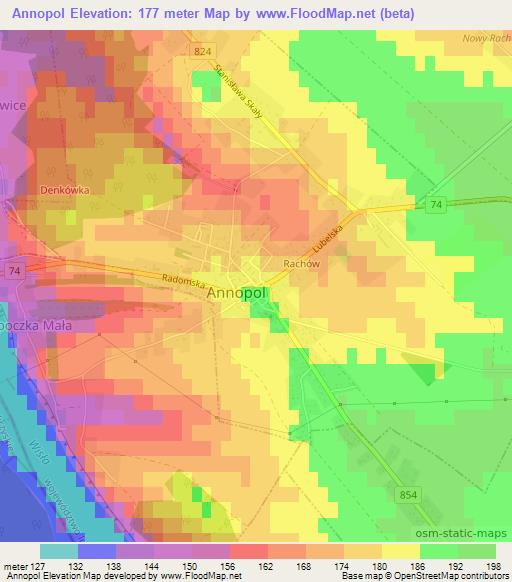 Annopol,Poland Elevation Map