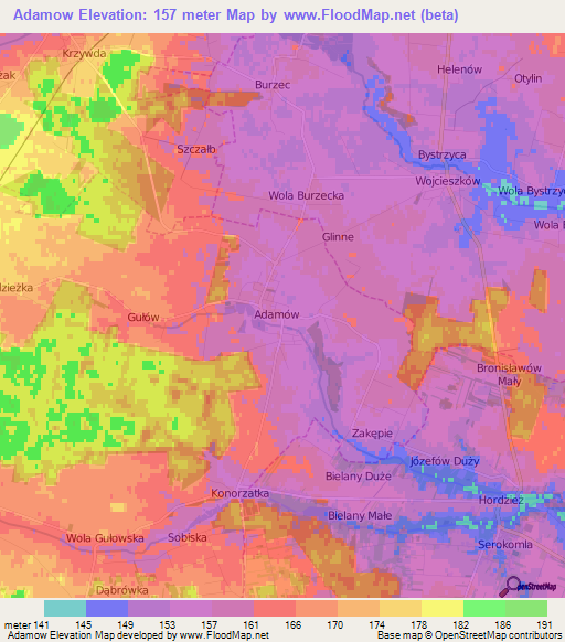 Adamow,Poland Elevation Map