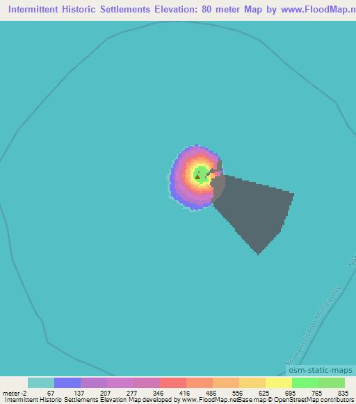 Intermittent Historic Settlements,Northern Mariana Islands Elevation Map