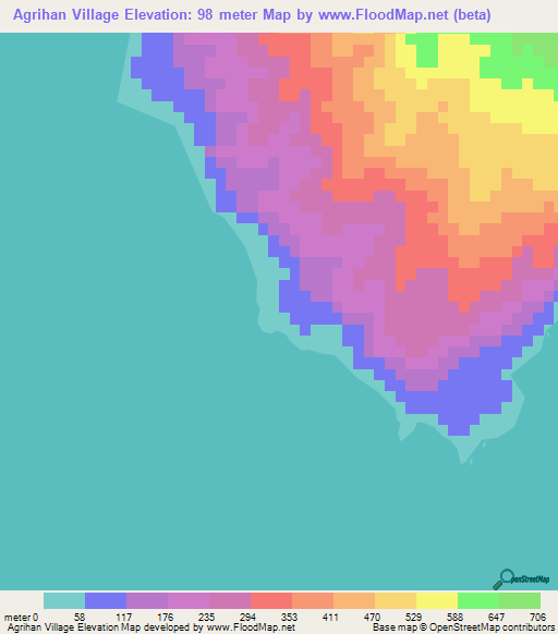 Agrihan Village,Northern Mariana Islands Elevation Map