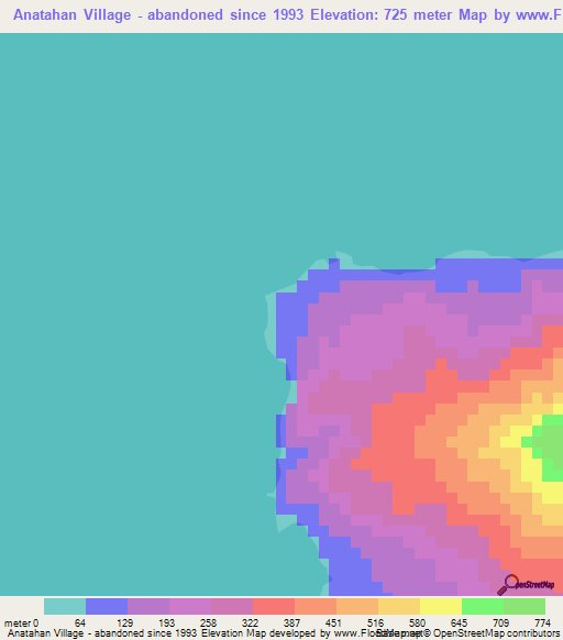 Anatahan Village - abandoned since 1993,Northern Mariana Islands Elevation Map