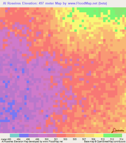 Al Roseires,Sudan Elevation Map
