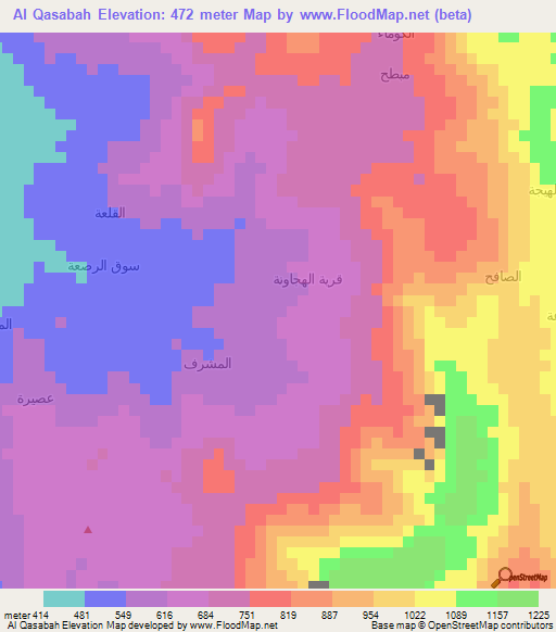 Al Qasabah,Yemen Elevation Map