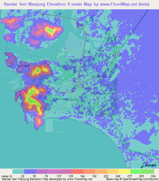 Bandar Seri Manjung,Malaysia Elevation Map