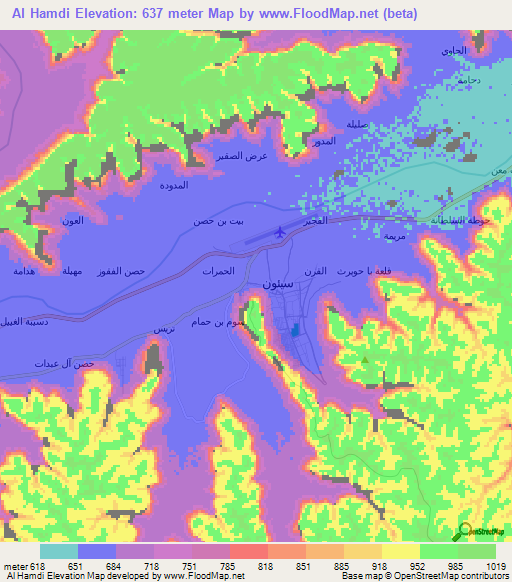 Al Hamdi,Yemen Elevation Map