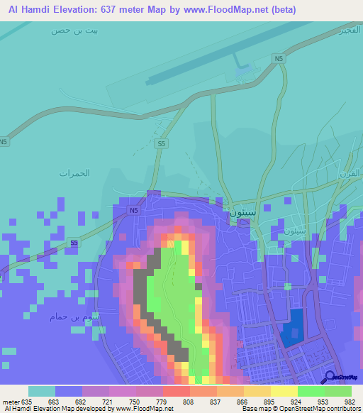 Al Hamdi,Yemen Elevation Map