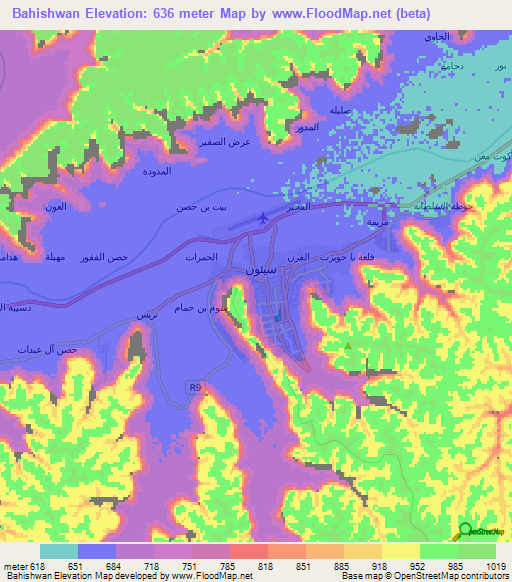 Bahishwan,Yemen Elevation Map