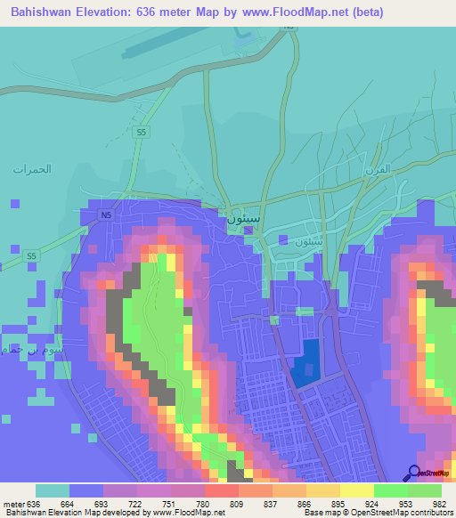 Bahishwan,Yemen Elevation Map