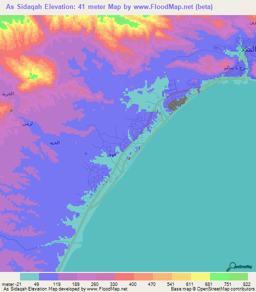 As Sidaqah,Yemen Elevation Map