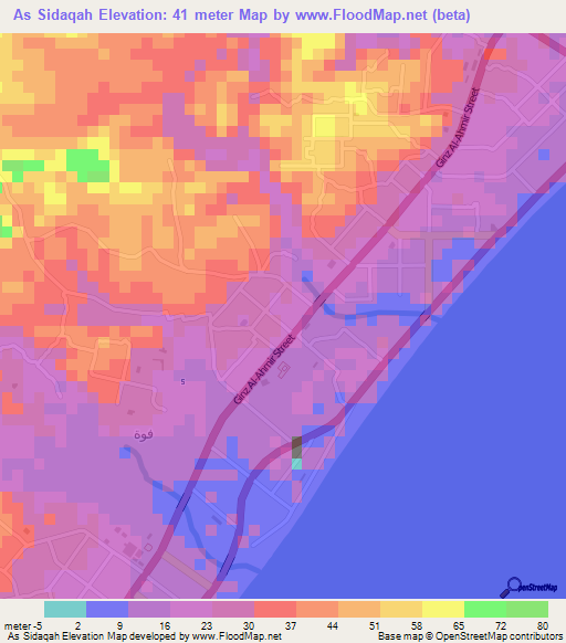 As Sidaqah,Yemen Elevation Map