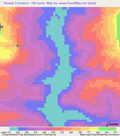 `Atusah,Yemen Elevation Map