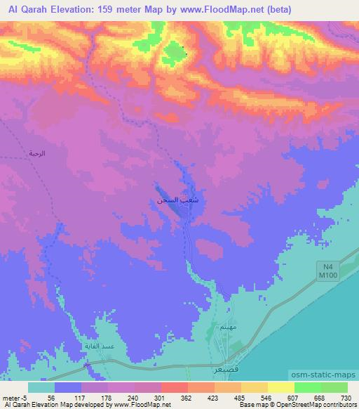 Al Qarah,Yemen Elevation Map