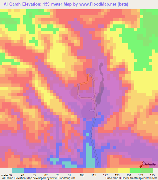 Al Qarah,Yemen Elevation Map