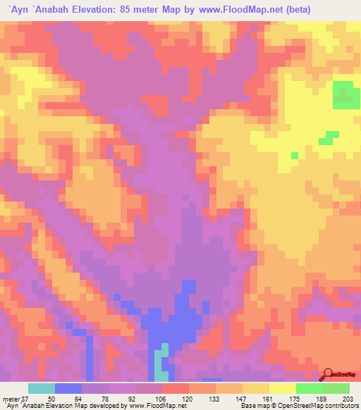 `Ayn `Anabah,Yemen Elevation Map