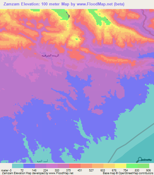 Zamzam,Yemen Elevation Map