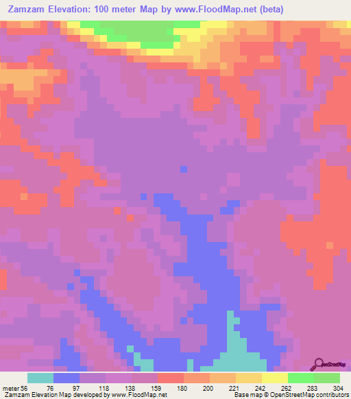 Zamzam,Yemen Elevation Map