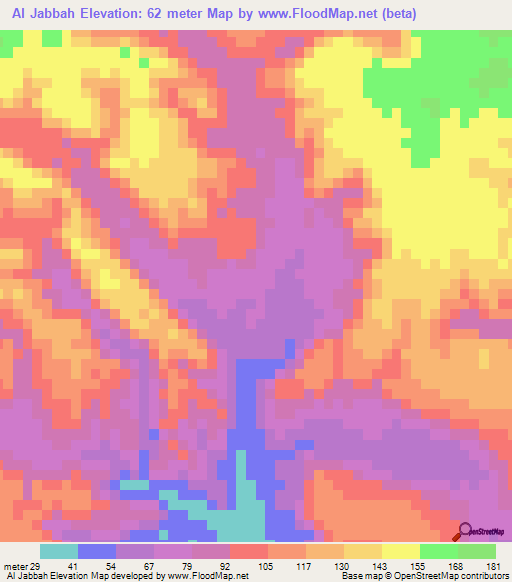 Al Jabbah,Yemen Elevation Map