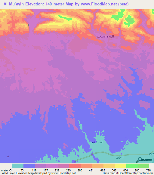 Al Mu`ayin,Yemen Elevation Map