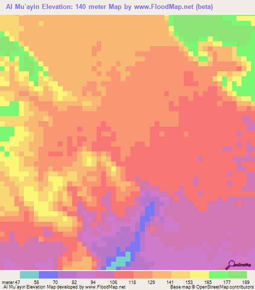 Al Mu`ayin,Yemen Elevation Map
