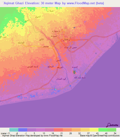 `Aqimat Ghazi,Yemen Elevation Map