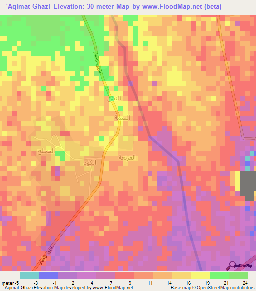 `Aqimat Ghazi,Yemen Elevation Map