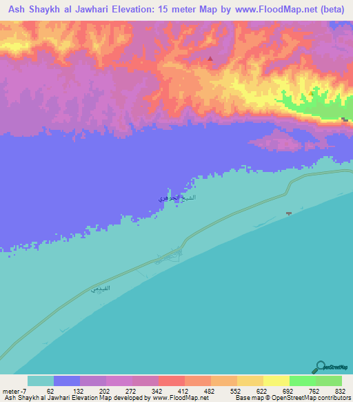 Ash Shaykh al Jawhari,Yemen Elevation Map