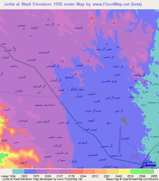 Jurfat al Wadi,Yemen Elevation Map