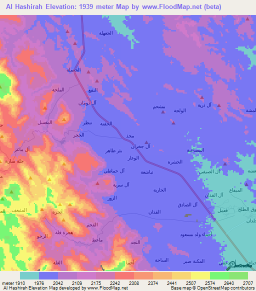 Al Hashirah,Yemen Elevation Map