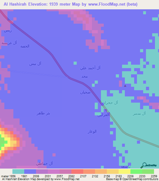 Al Hashirah,Yemen Elevation Map