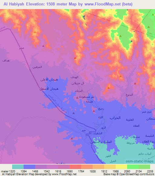 Al Habiyah,Yemen Elevation Map