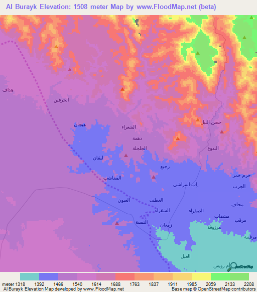 Al Burayk,Yemen Elevation Map