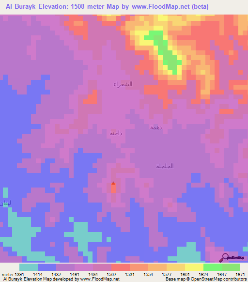 Al Burayk,Yemen Elevation Map