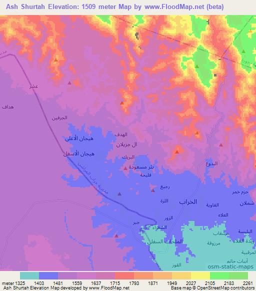 Ash Shurtah,Yemen Elevation Map