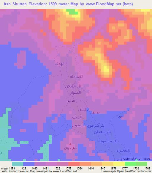 Ash Shurtah,Yemen Elevation Map