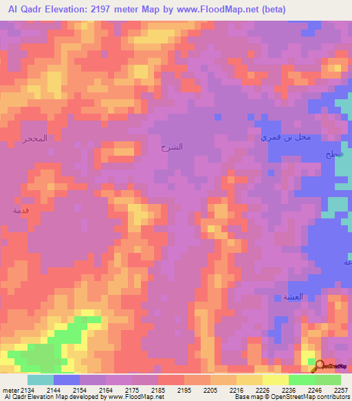 Al Qadr,Yemen Elevation Map