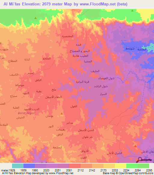 Al Mi`fas,Yemen Elevation Map