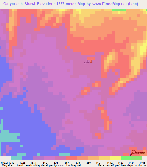 Qaryat ash Shawl,Yemen Elevation Map
