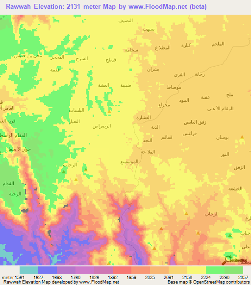 Rawwah,Yemen Elevation Map