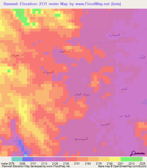 Rawwah,Yemen Elevation Map