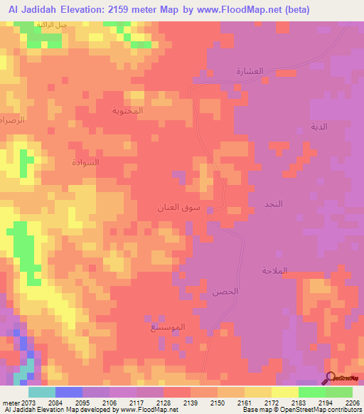 Al Jadidah,Yemen Elevation Map
