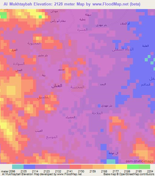 Al Mukhtaybah,Yemen Elevation Map