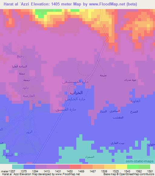 Harat al `Azzi,Yemen Elevation Map
