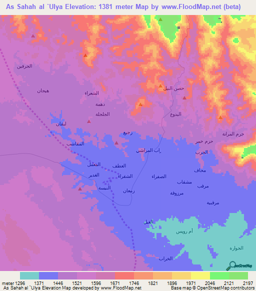 As Sahah al `Ulya,Yemen Elevation Map