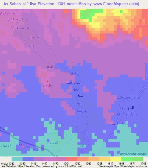 As Sahah al `Ulya,Yemen Elevation Map