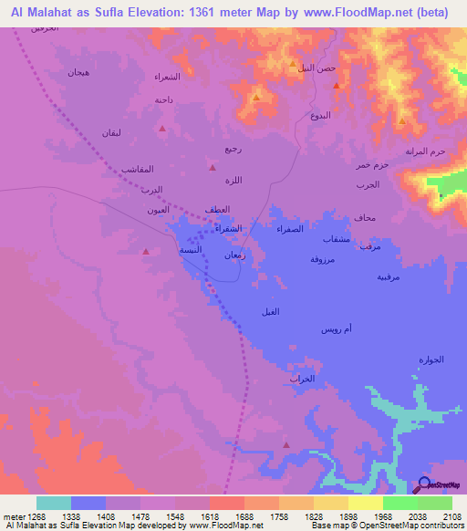 Al Malahat as Sufla,Yemen Elevation Map