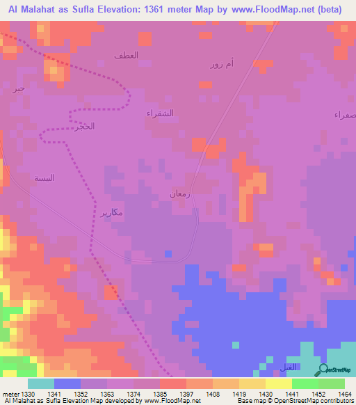 Al Malahat as Sufla,Yemen Elevation Map