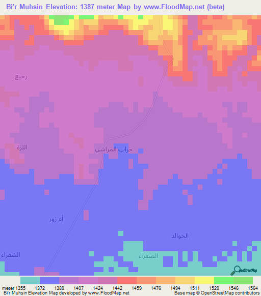 Bi'r Muhsin,Yemen Elevation Map