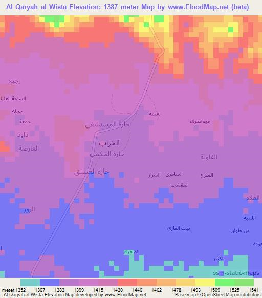 Al Qaryah al Wista,Yemen Elevation Map